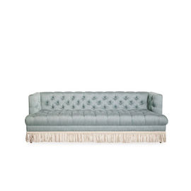 ซื้อ New Design Classics Style Living Room Sofa  3 Seater Grey Velvet Fabric Sofa With Fashionable Tasseles การผลิตออนไลน์