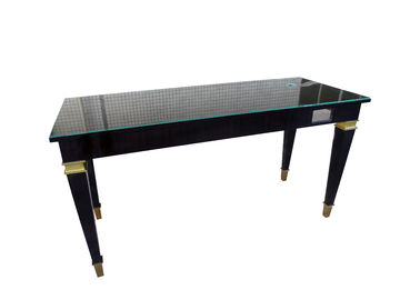 ราคาดี High Gloss Sheen Glass Top Writing Table For 5 Star Hotel , Ebony Wood Veneer ออนไลน์
