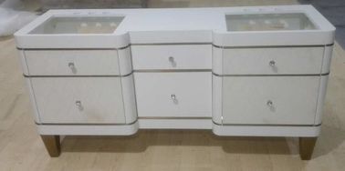 ราคาดี White Color Oak Bathroom Storage Cabinet With Drawers , Quartz Stone Top ออนไลน์