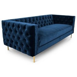 ราคาดี Golden metal leg new model black velvet fabric  button tufted sofa sets for wedding,living room sofa ออนไลน์