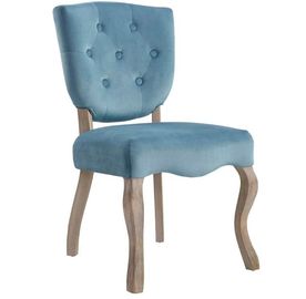ราคาดี Antique Furniture Dining Room Chairs Button Tufted Blue Color Linen Fabric ออนไลน์