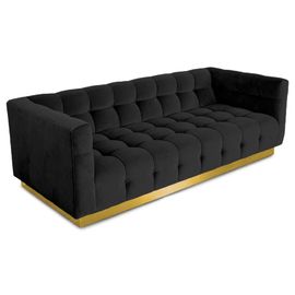 ราคาดี European furniture luxury classic recliner  black Velvet living room sofa with golden metal base ออนไลน์