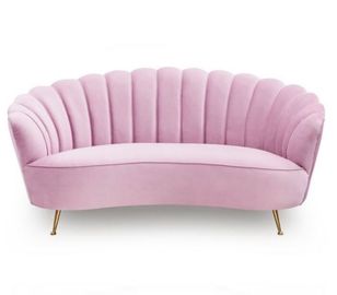 ราคาดี Pink couch velvet tufting upholstered  wedding rental metal living room sofa with 4 metel legs ออนไลน์
