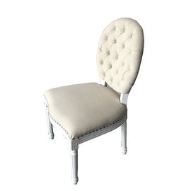 ราคาดี French style vintage natural oak white wood frame fabric dining chair ออนไลน์