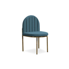 ราคาดี home furniture Dining Chair in Bule Channel Tufted Velvet fabric back with 4 metal golden brass leg ออนไลน์