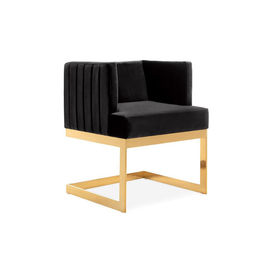 ราคาดี Gold metal shape L legs simple modern style white fabric dining leisure chair with tufted customized design ออนไลน์