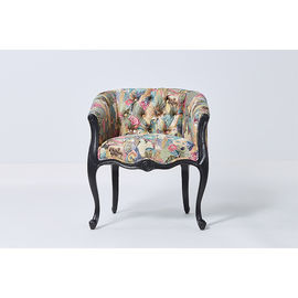 ราคาดี Elegant black with grain Wood Frame Chair French Style Chair Crazy birds Fabric Antique Armchair Accent chair ออนไลน์