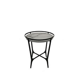 ราคาดี iron with powder coating white and black marble top coffee table for living room, small tea table, side table ออนไลน์
