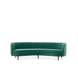 ราคาดี Upholstery Velvet Fabric Sofa Chair Curved Back Simple Design Modern with black solid wood leg sofa ออนไลน์