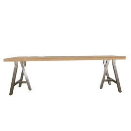 ราคาดี Luxury Hotel Furniture Free Standing Desk With Brushed Aluminum Metal Trestle Legs , Modern Appearance writing desk ออนไลน์