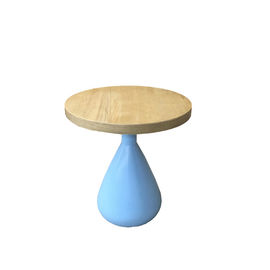 ราคาดี Round Solid Oak Blue Base wood veneer Living Room Coffee Table For Hotel Bedroom Set ออนไลน์