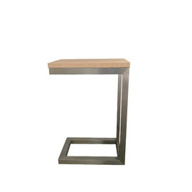 ราคาดี Brushed Nickel Leg Wooden Frame Small Wood Veneer Side Coffee Table For Living Room ออนไลน์