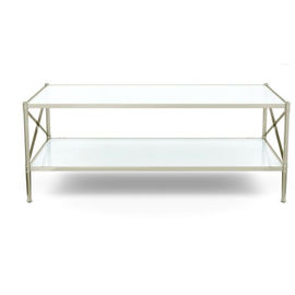 ราคาดี Classic Living Room Coffee Table Decorative Brushed Brass With Tempered Glass ออนไลน์