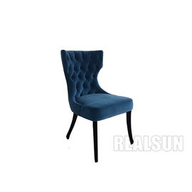ราคาดี Velvet Bule Fabric Solid Wood Frame Furniture Dining Room Chairs High Button Back ออนไลน์