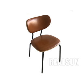ราคาดี PU Leather Fabric Wood Back Dining Chairs Black Metal Leg Metal Base For Restaurant ออนไลน์