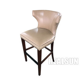 ราคาดี Solid Wood Modern Leather Counter Stool Chairs High Bar With Wooden Back ออนไลน์