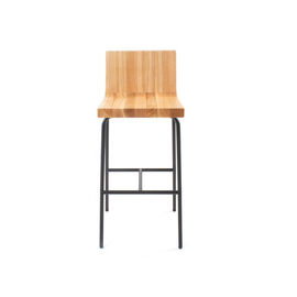 ราคาดี Stain Steel Base Counter Height Modern Bar Stools Solid Wood Back Metal Frame ออนไลน์