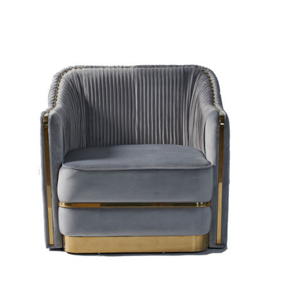ราคาดี Light Luxury Style Velvet Fabric Single Sofa With Stainless Steel Decorated ออนไลน์