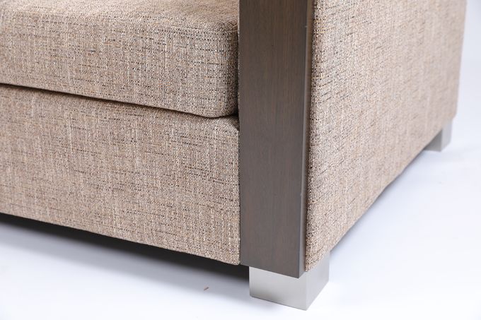 Custom Modern Upholstered Sofa With Wood Frame Arm Rest And Stainless Steel Legs 1