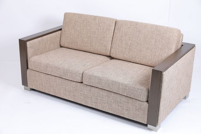 Custom Modern Upholstered Sofa With Wood Frame Arm Rest And Stainless Steel Legs 0